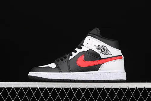 All categories Air Jordan Jordan series basketball shoes Air Jordan 1 Mid Air Jordan 1 Mid AJ1 Joe 1 black and white red hook Zhongbang basketball shoes 554724-075